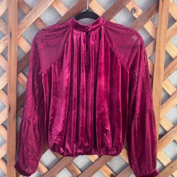 Free People Lace Velvet Boho Top - Picture 8 of 12